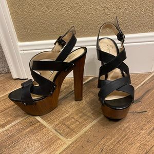 Jessica Simpson black strappy heels